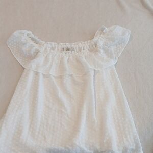 LOFT White‎ Romantic Blouse with Ruffles and Lace